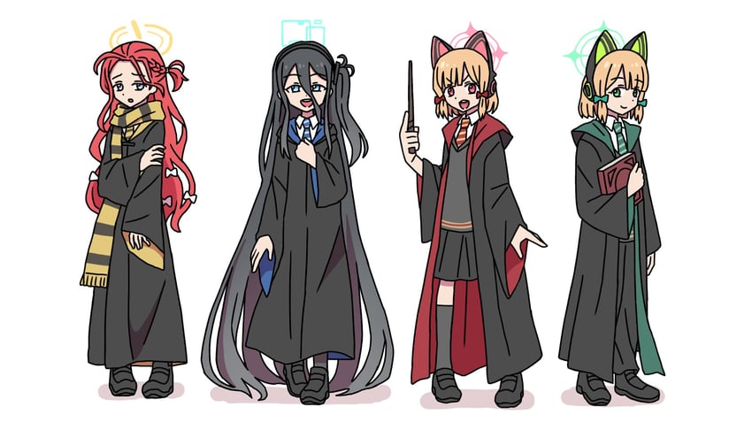 aris, momoi, midori, and yuzu (blue archive and 2 more) drawn by washin