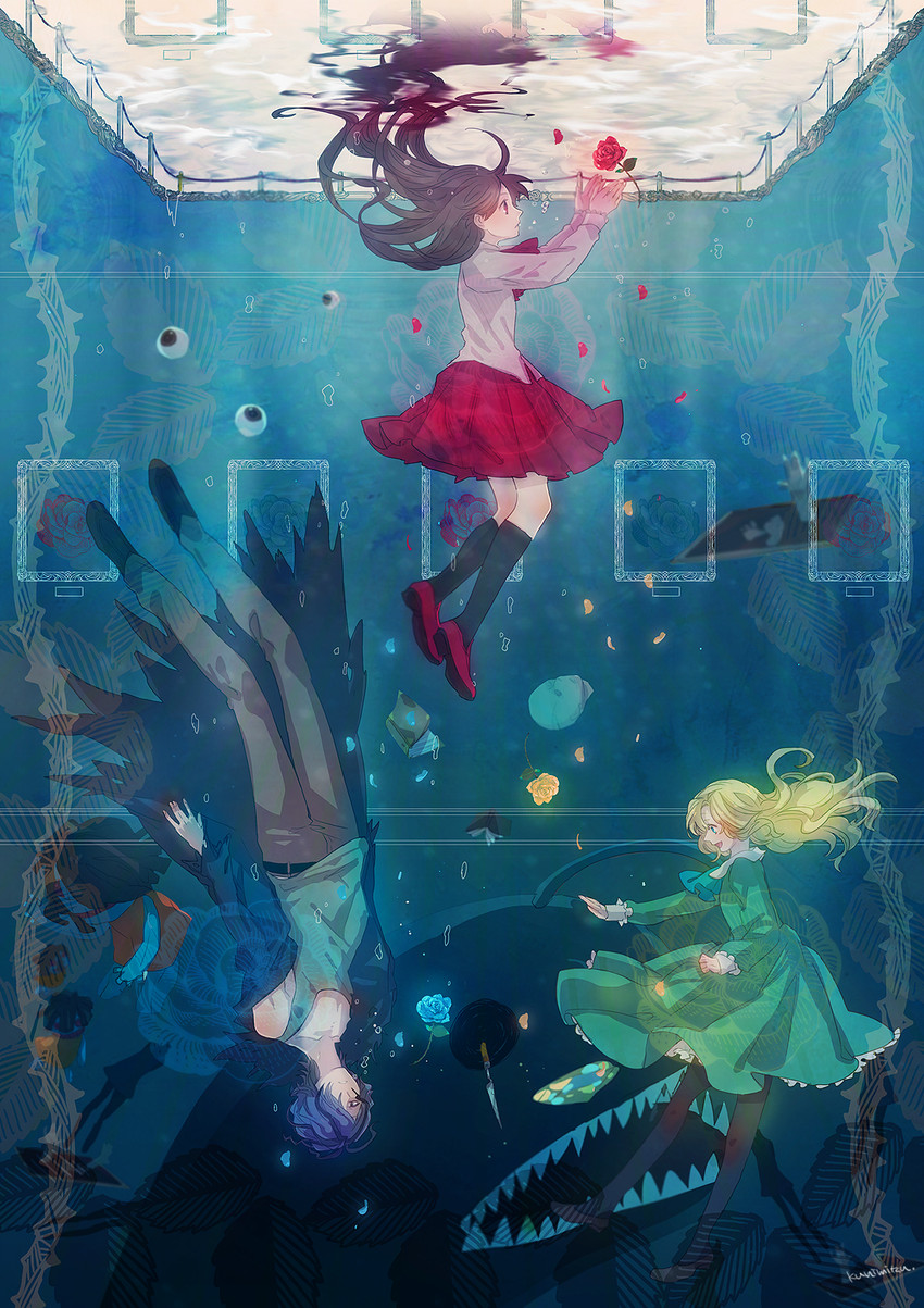 ib, mary, garry, and doll (ib) drawn by kunimitsu_(9nimi2)