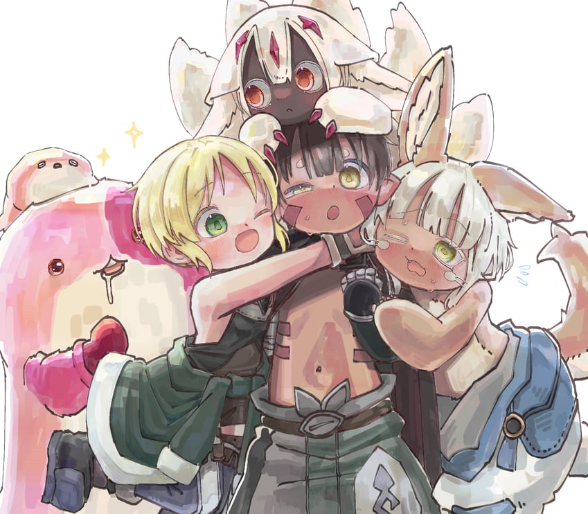 nanachi, reg, faputa, riko, meinya, and 1 more (made in abyss) drawn by cj6f2lx08scrrc9