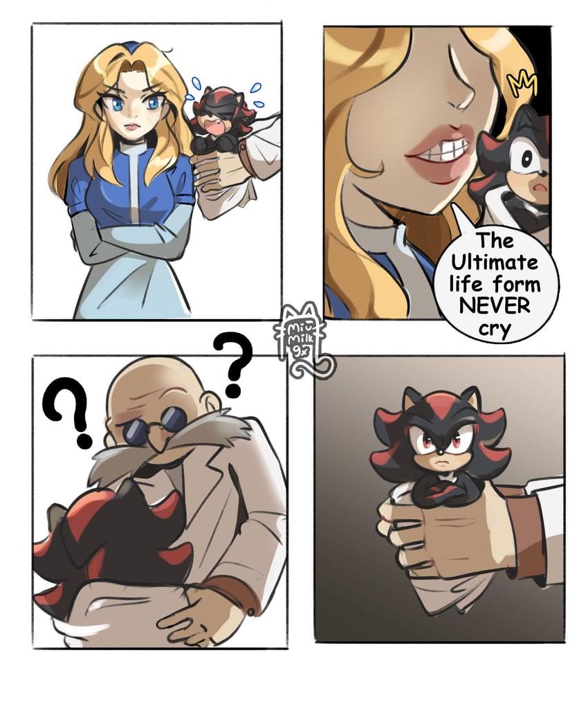 shadow the hedgehog, maria robotnik, and gerald robotnik (sonic and 1 more) drawn by uyenmiumilk
