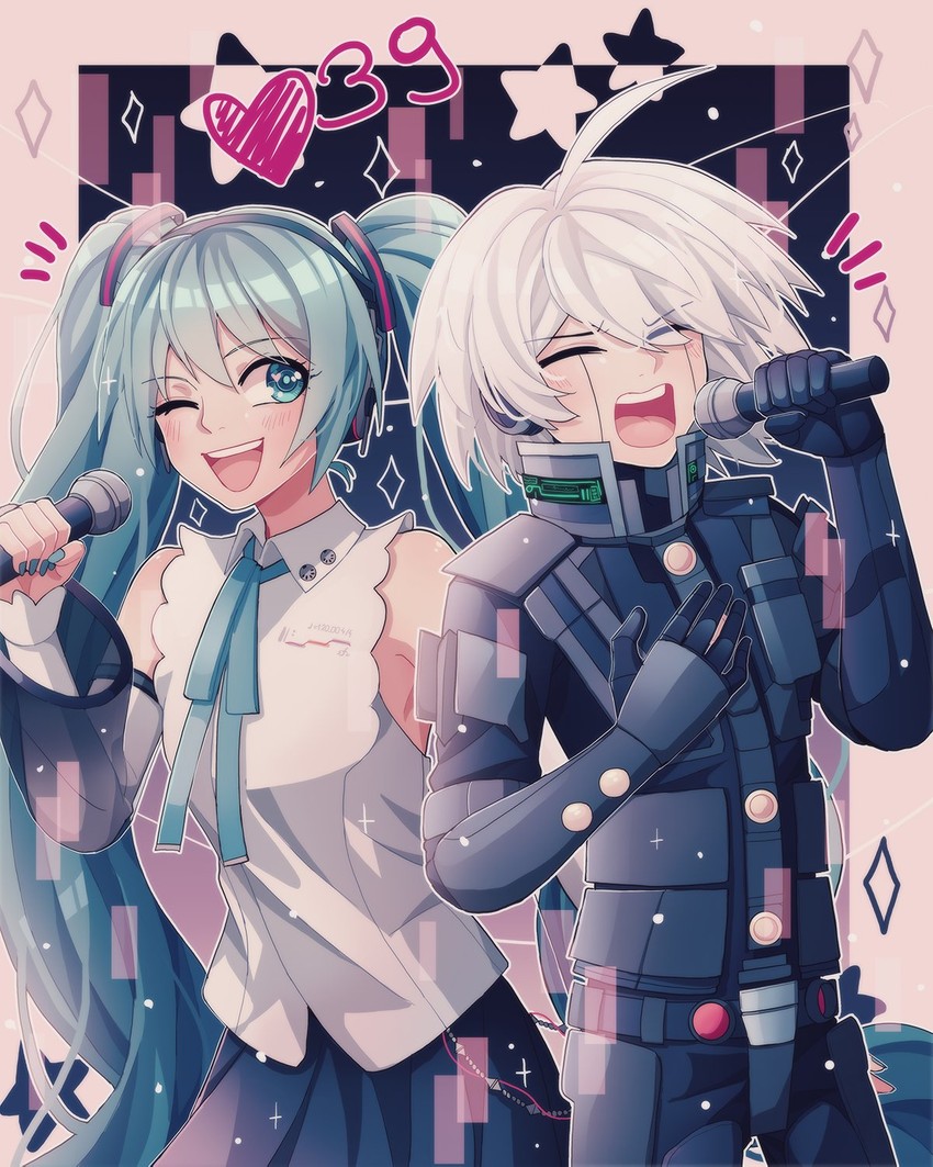 hatsune miku and k1-b0 (vocaloid and 3 more) drawn by cheer_(cheerpuppy14)