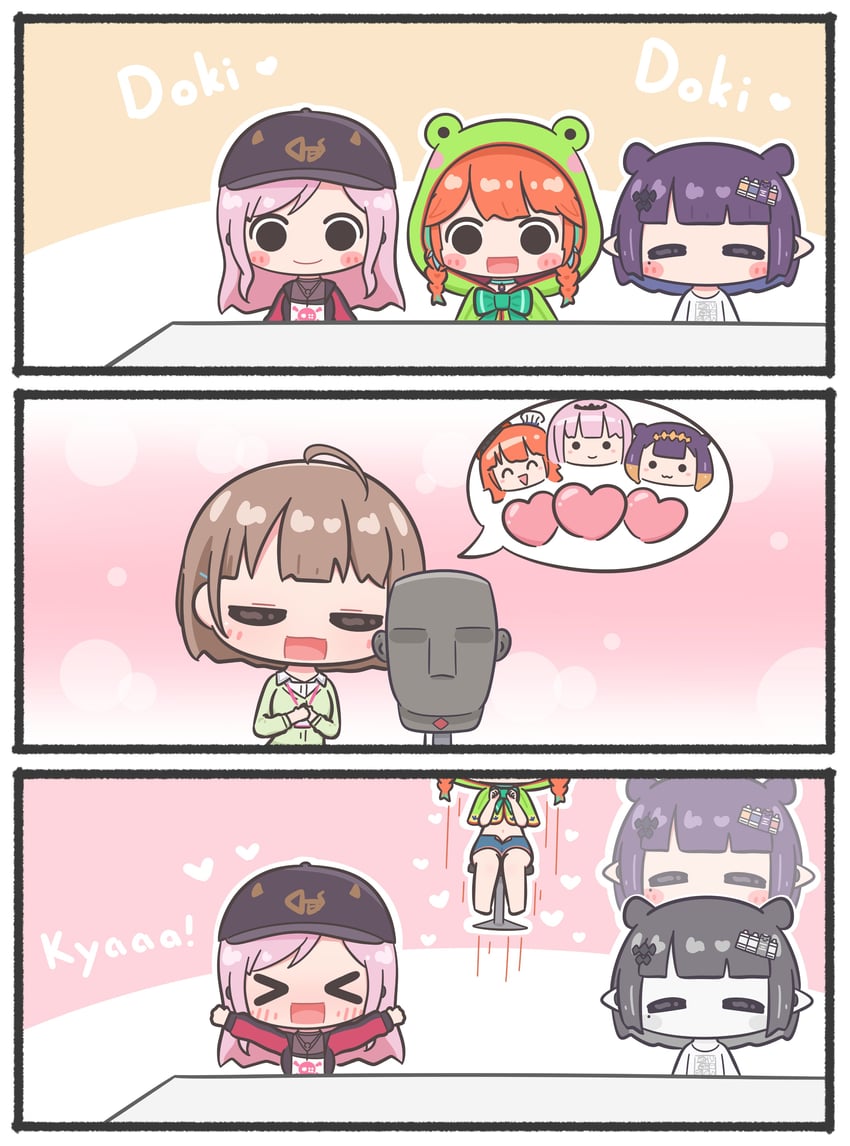mori calliope, ninomae ina'nis, takanashi kiara, harusaki nodoka, and frogiwawa (hololive and 1 more) drawn by mpien