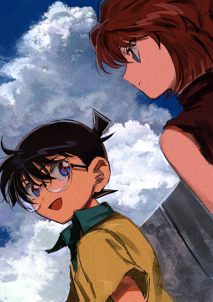 edogawa conan and haibara ai (meitantei conan) drawn by segami