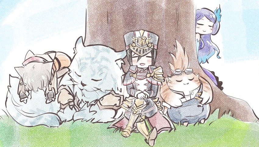 nia, morag ladair, brighid, tora, and dromarch (xenoblade chronicles and 1 more) drawn by madanai_(morisumeshi)