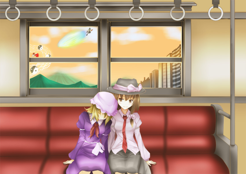 hakurei reimu, kirisame marisa, usami renko, and maribel hearn (touhou) drawn by aru2110