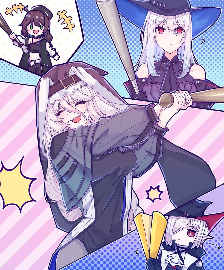 skadi, specter, gladiia, and cuora (arknights) drawn by tsume3mai