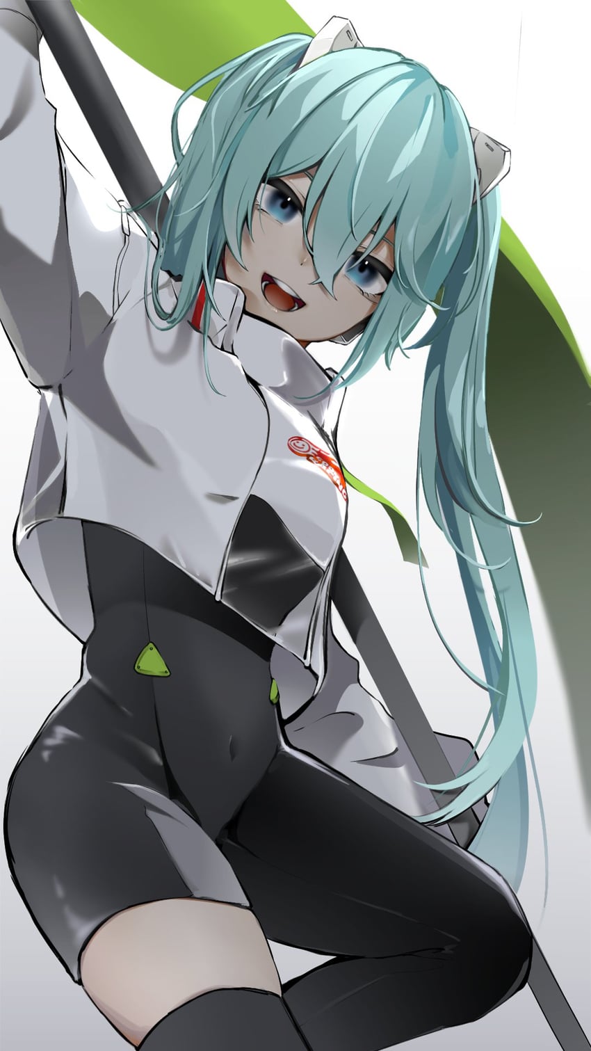 hatsune miku and racing miku (vocaloid and 1 more) drawn by revebw