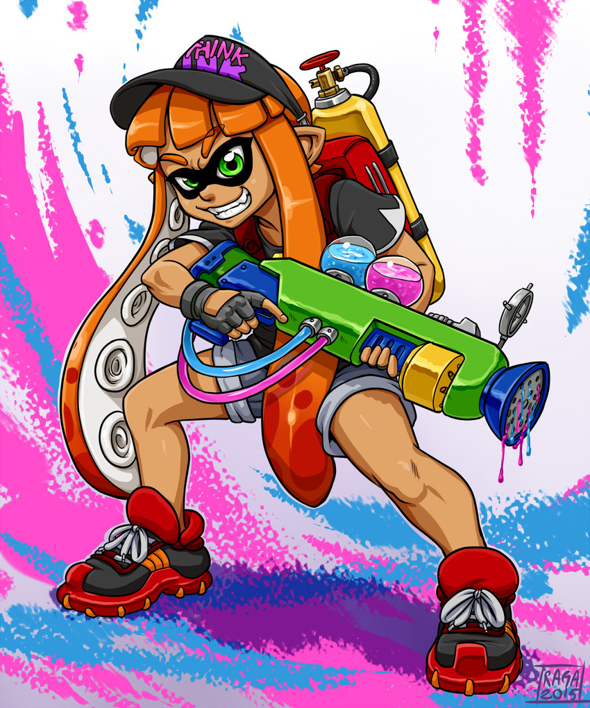 inkling player character and inkling girl (splatoon and 1 more) drawn by spidu
