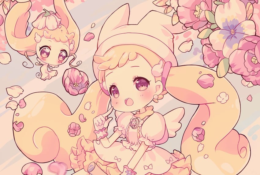 makihatayama hana and toto (ojamajo doremi) drawn by beryl_(blueberylpie)