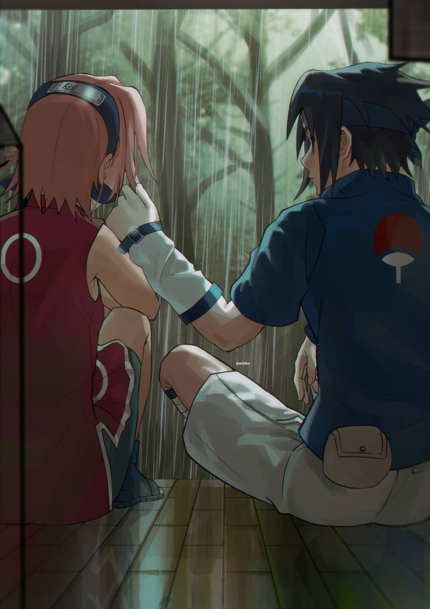 haruno sakura and uchiha sasuke (naruto) drawn by niku_(ni23ku)