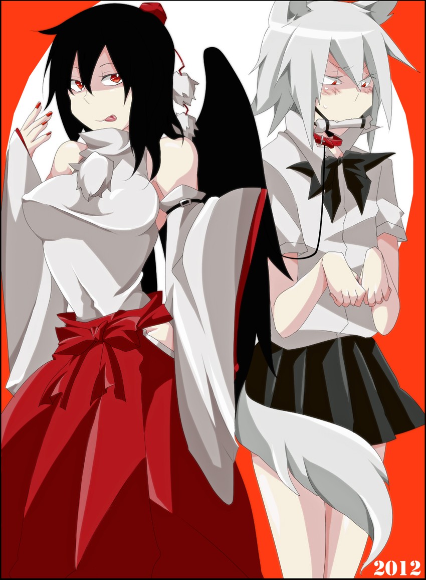 shameimaru aya and inubashiri momiji (touhou) drawn by rui_(hershe)
