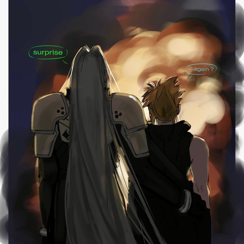 cloud strife and sephiroth (final fantasy and 2 more) drawn by yaki00406