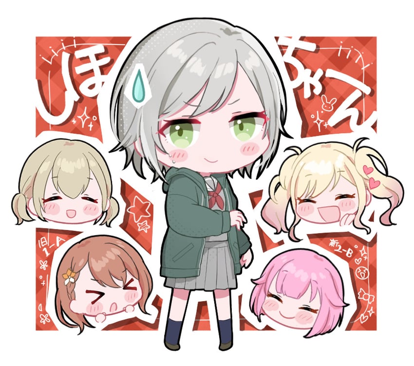 ootori emu, azusawa kohane, hanasato minori, tenma saki, and hinomori shiho (project sekai) drawn by toro_ro_oekaki