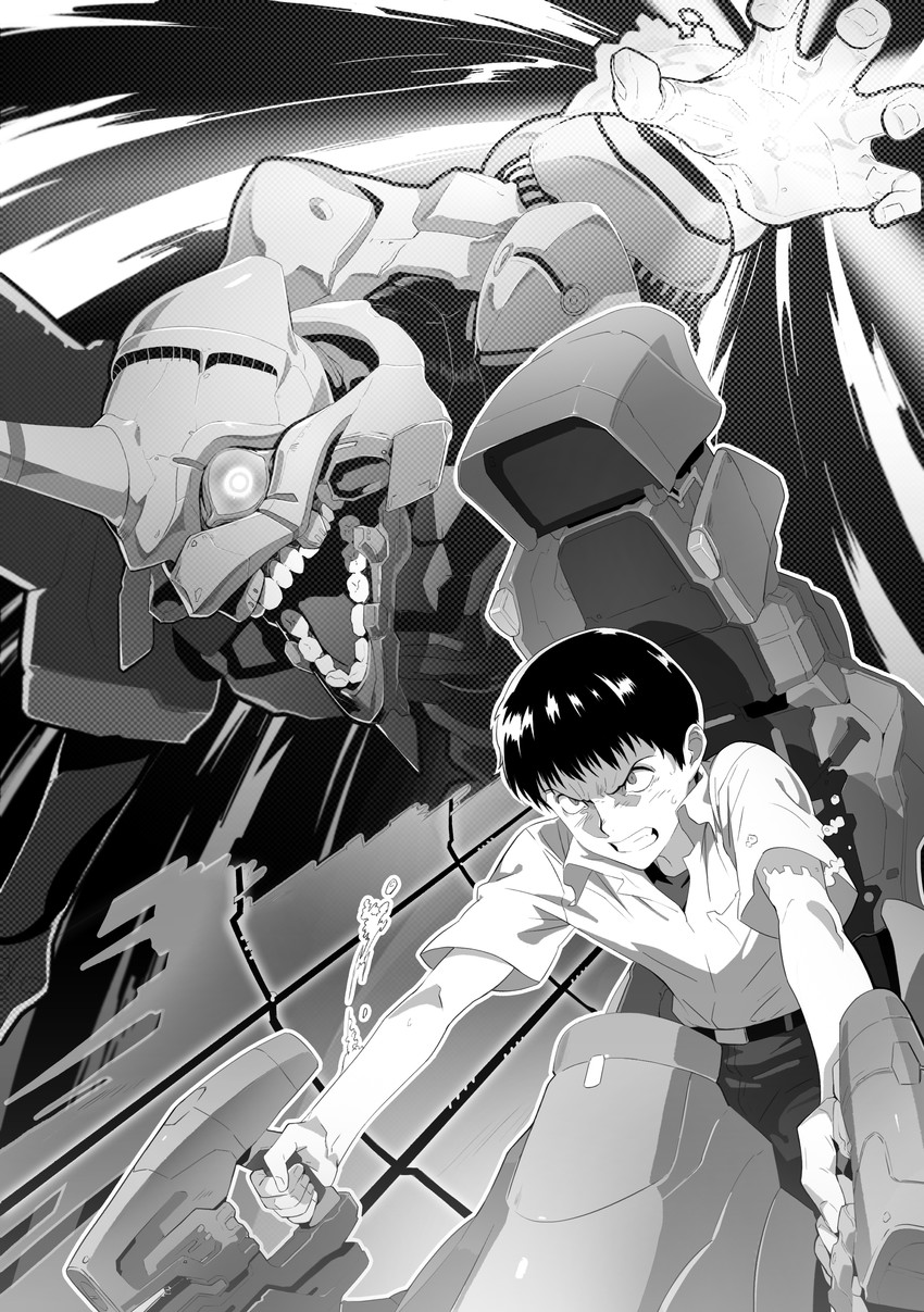 ikari shinji and eva 01 (neon genesis evangelion and 1 more) drawn by ladic