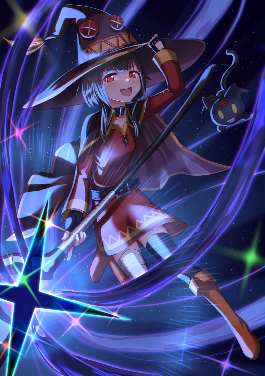 megumin and chomusuke (kono subarashii sekai ni shukufuku wo!) drawn by toketa_(toketa15)