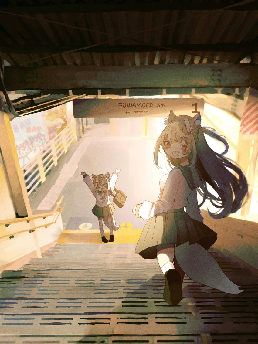 fuwawa abyssgard and mococo abyssgard (hololive and 1 more) drawn by seblueka