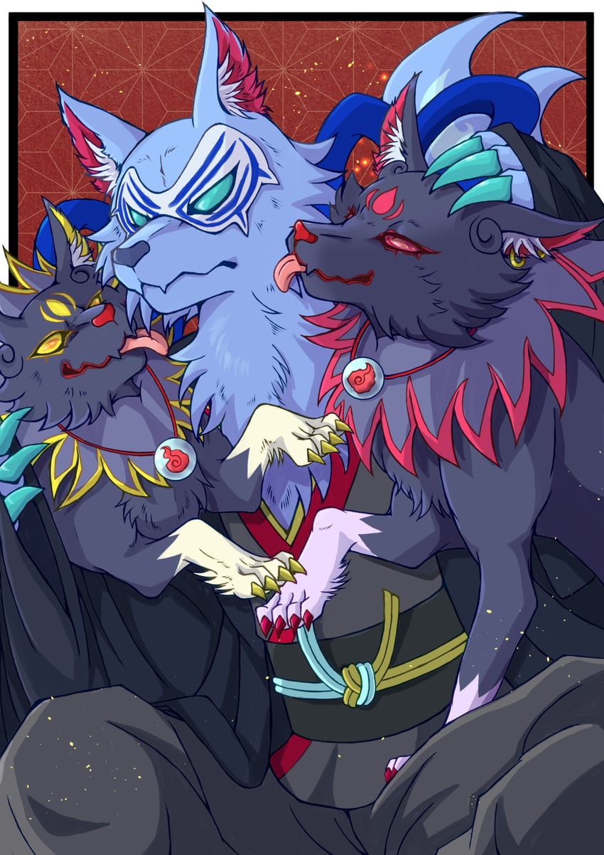 zakuro, torame, and gaou (precure and 1 more) drawn by heppoko_inukoro