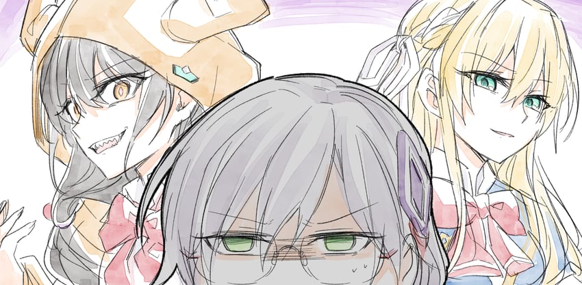 izumi yuki, asakura karen, and toujou tsukasa (heaven burns red) drawn by opi