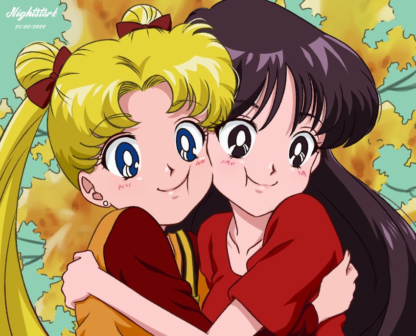tsukino usagi and hino rei (bishoujo senshi sailor moon) drawn by nightstark