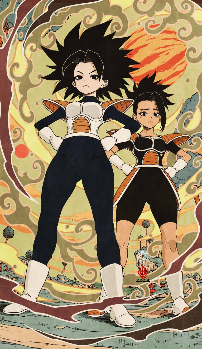 caulifla and kale (dragon ball and 1 more) drawn by kanchiyo