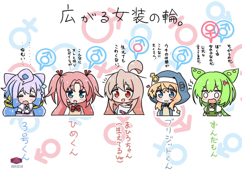 oyama mahiro, bridget, zundamon, hacka doll 3, and arikawa hime (guilty gear and 6 more) drawn by azumo_momo