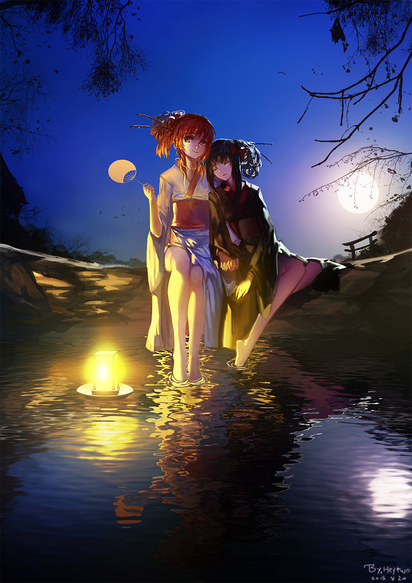 akemi homura and kaname madoka (mahou shoujo madoka magica) drawn by blackrabbitsoul