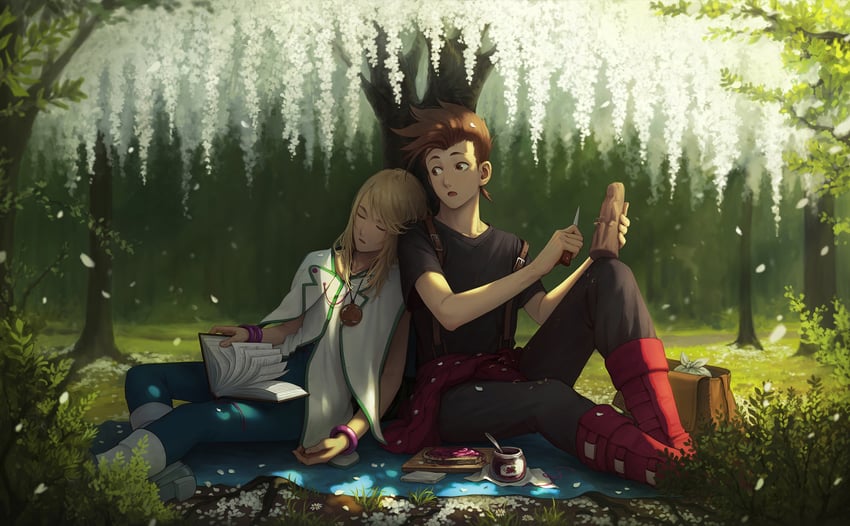 lloyd irving and mithos yggdrasill (tales of and 1 more) drawn by kazuko_(towa)
