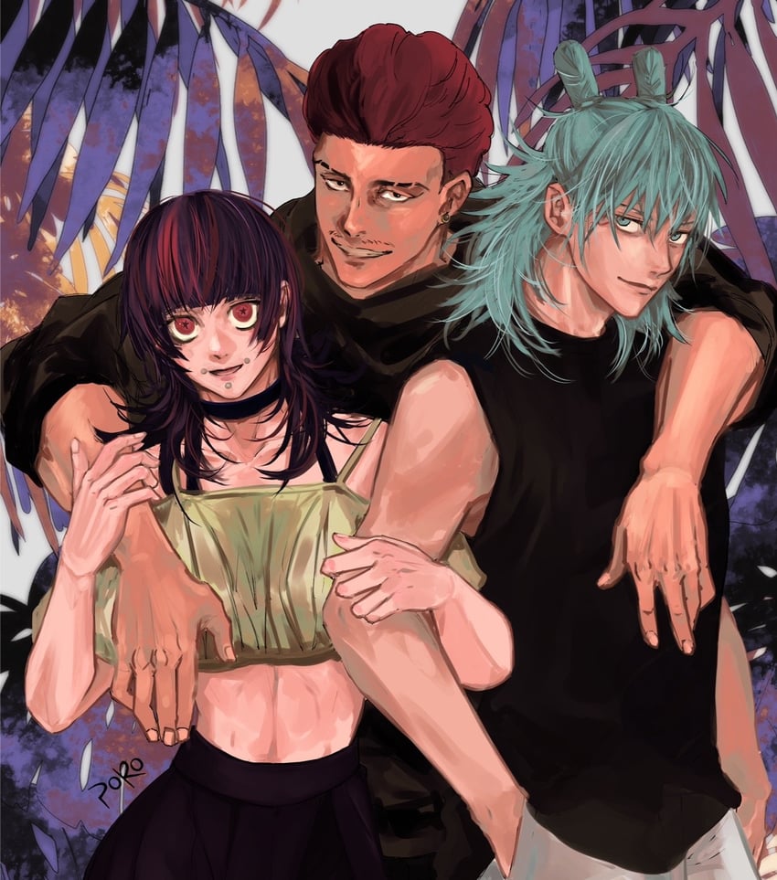 kashimo hajime, hakari kinji, and hoshi kirara (jujutsu kaisen) drawn by rei_(poro06625649)