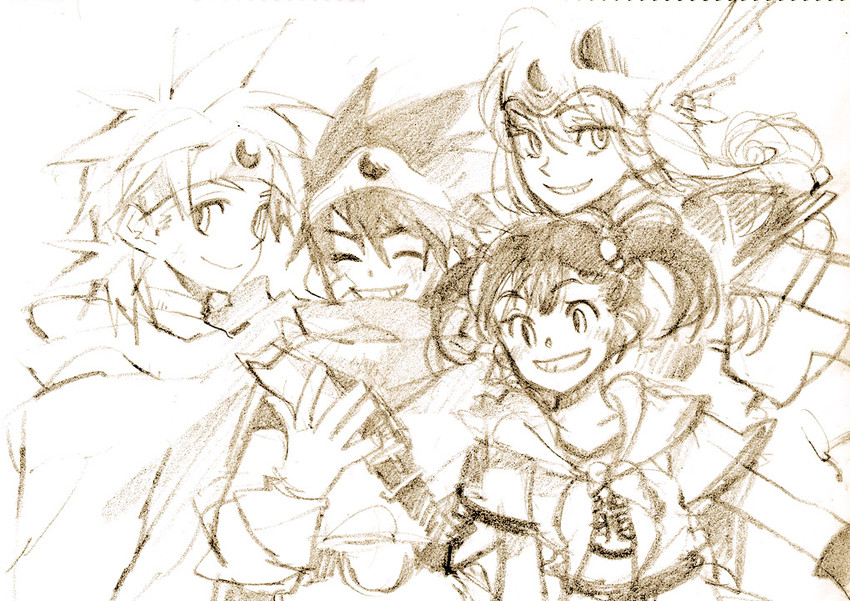 warrior, sage, roto, hero, and martial artist (dragon quest and 1 more) drawn by migii_(tenra_banshou)