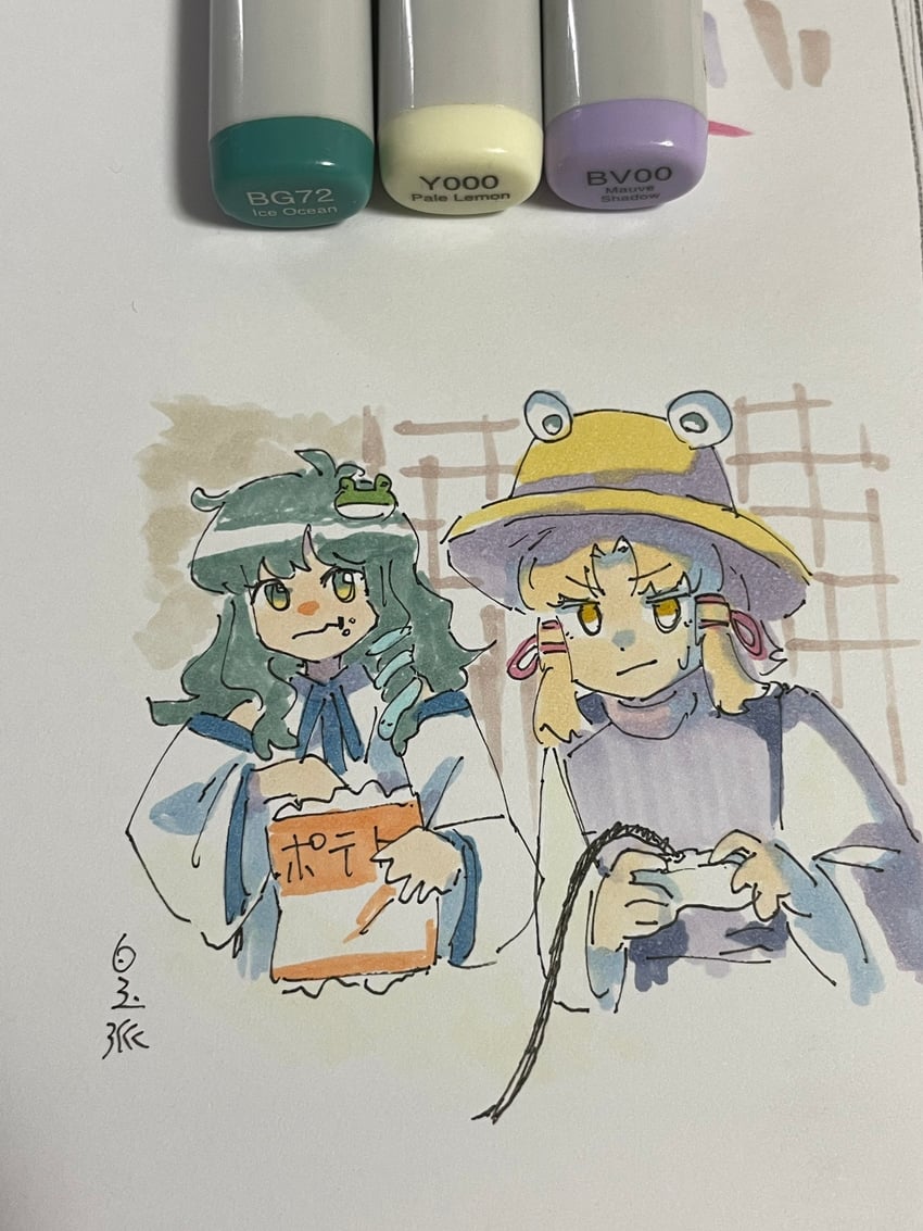 kochiya sanae and moriya suwako (touhou) drawn by shiratama_(hockey)