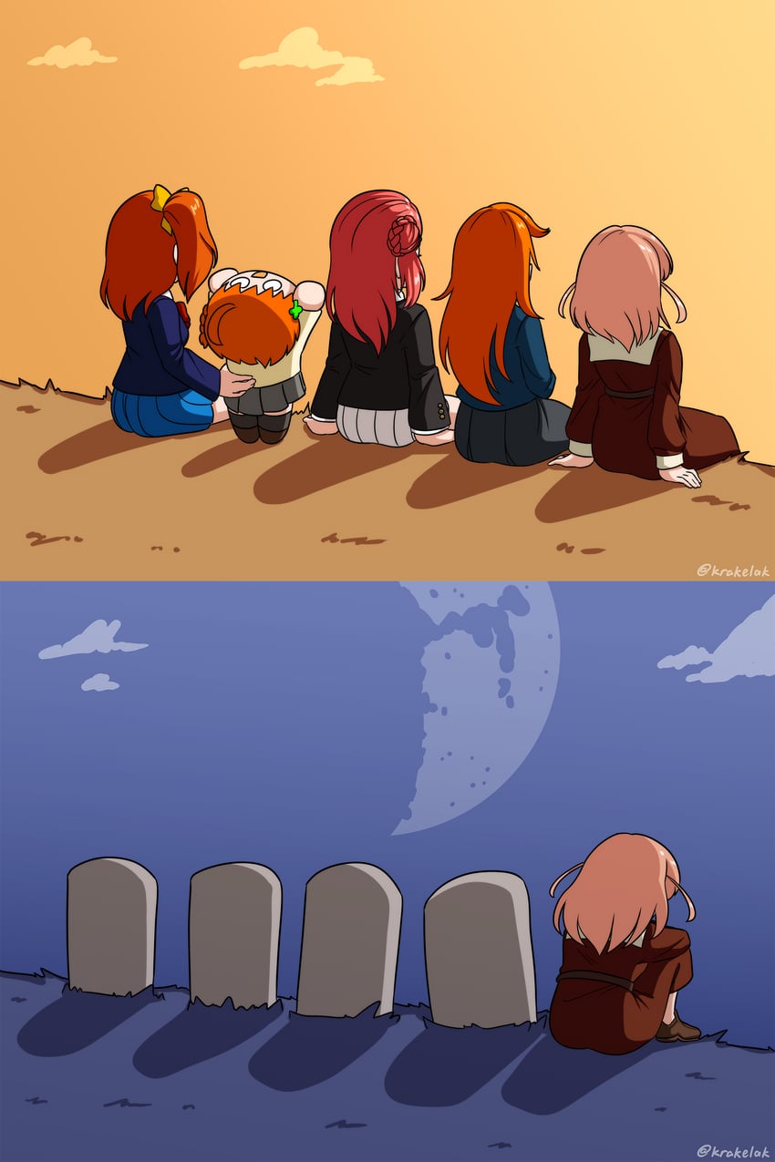 hinoshita kaho, kosaka honoka, takami chika, uehara ayumu, and shibuya kanon (love live! and 9 more) drawn by krakelak