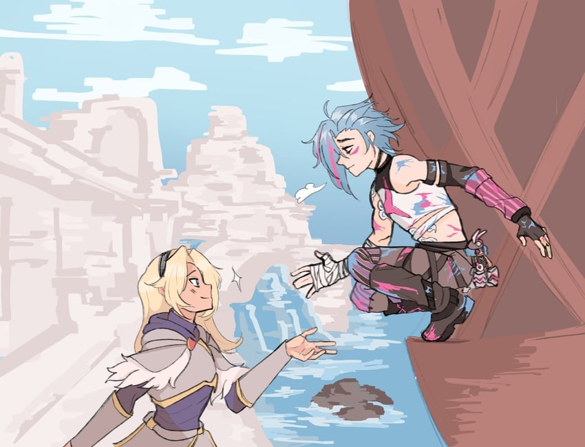 jinx, lux, arcane jinx, and arcane fractured jinx (league of legends and 1 more) drawn by hoemoerothicc