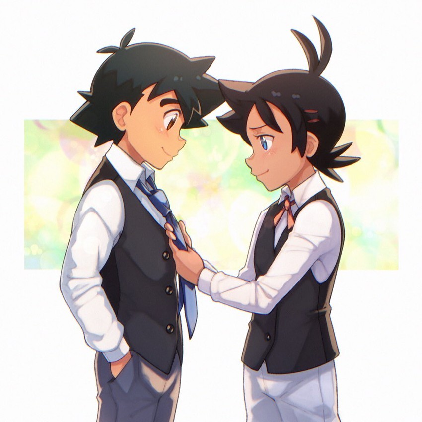 ash ketchum and goh (pokemon and 1 more) drawn by tama!_(lazyturtle)