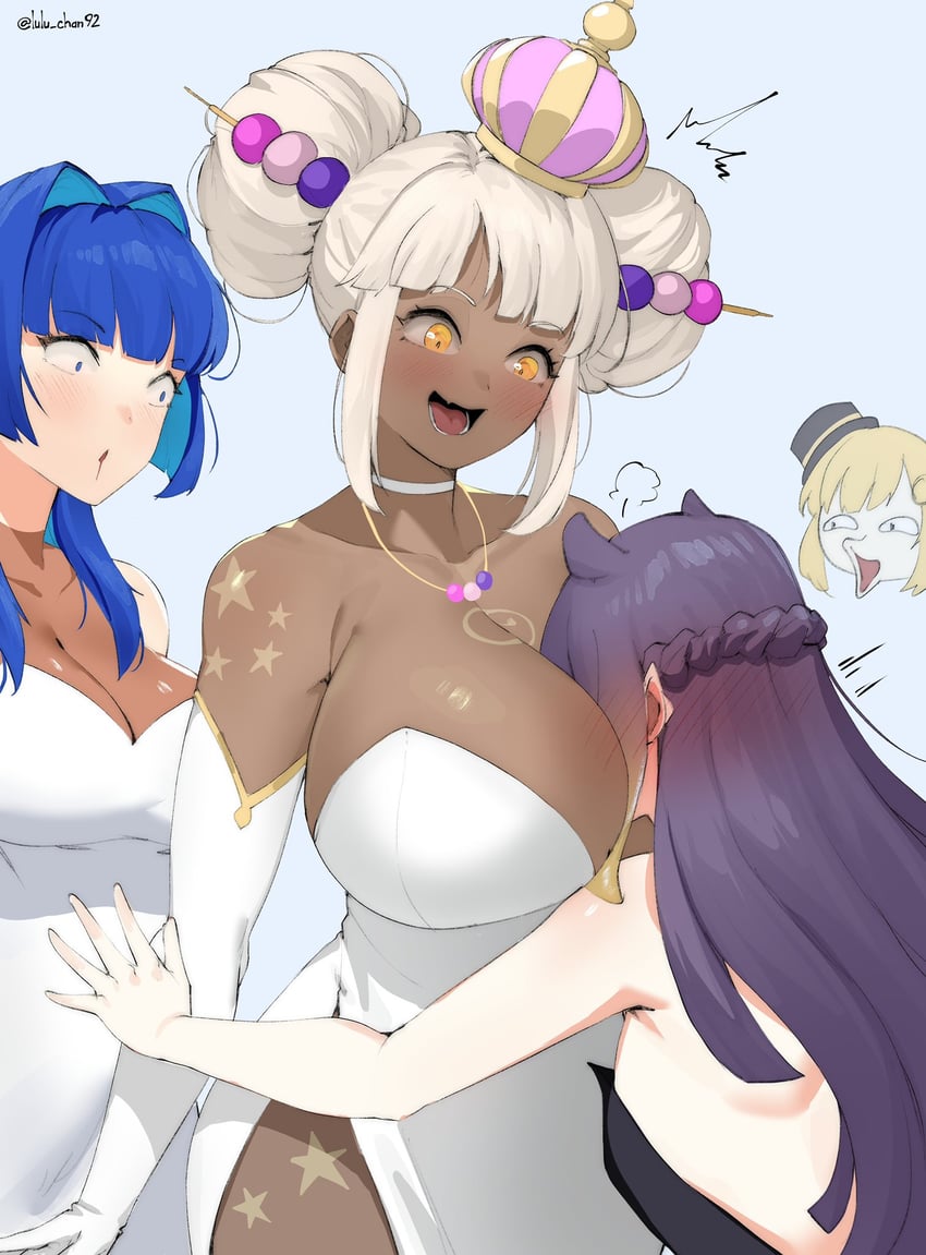 ninomae ina'nis, ouro kronii, watson amelia, and tsukumo sana (hololive and 1 more) drawn by lulu-chan92