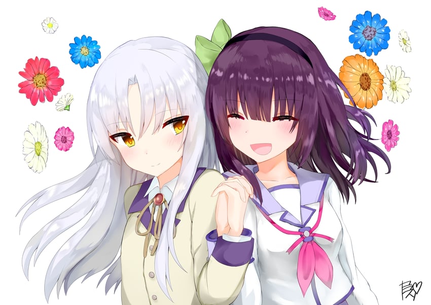 tachibana kanade and nakamura yuri (angel beats!) drawn by ruri-urasue-1224