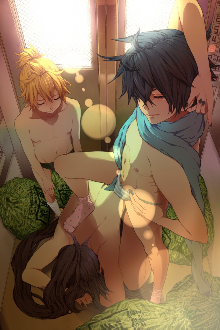 kagamine len, kaito, and kamui gakupo (vocaloid) drawn by nayu