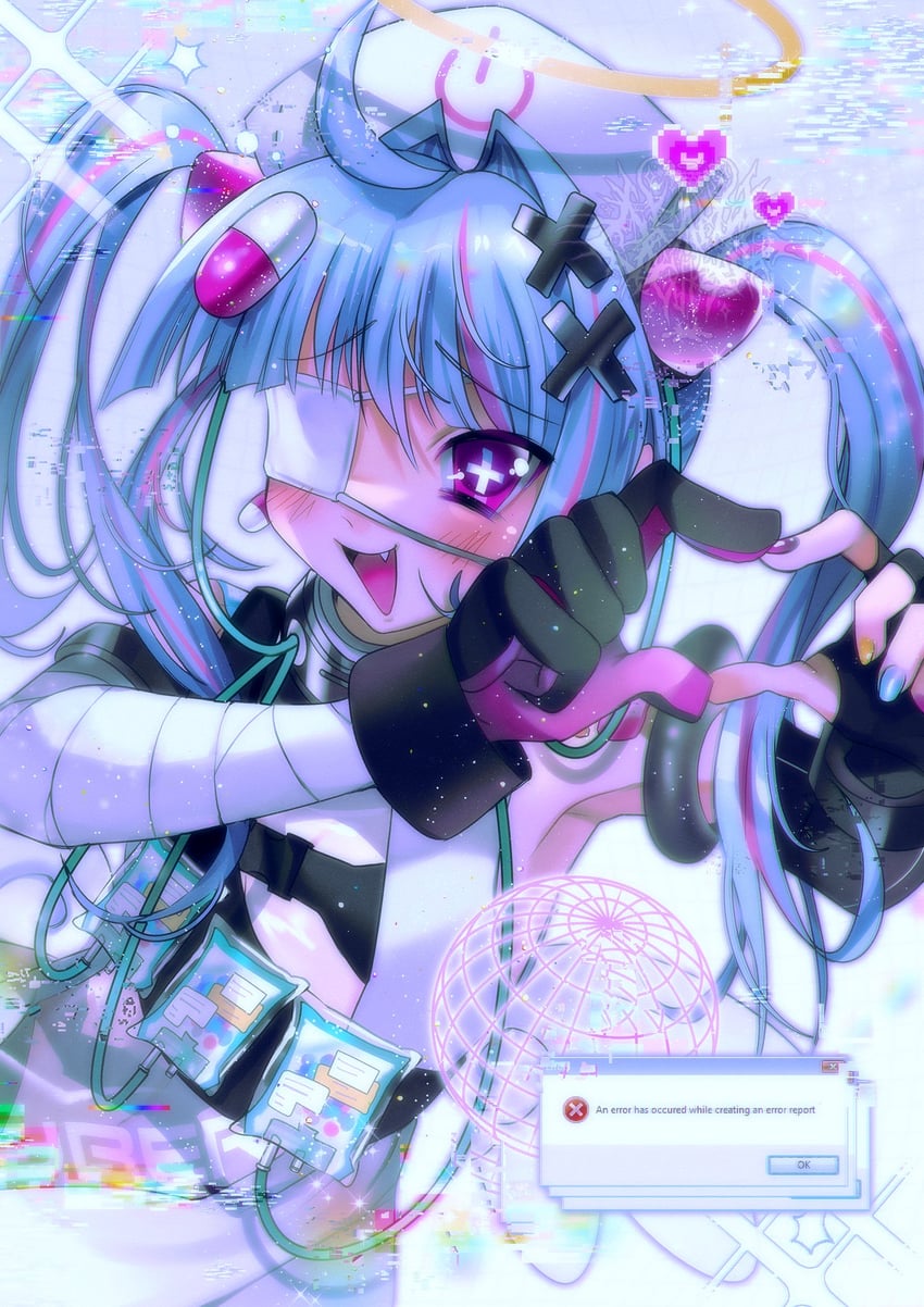 kkcyber (indie virtual youtuber and 2 more) drawn by gleamyguts