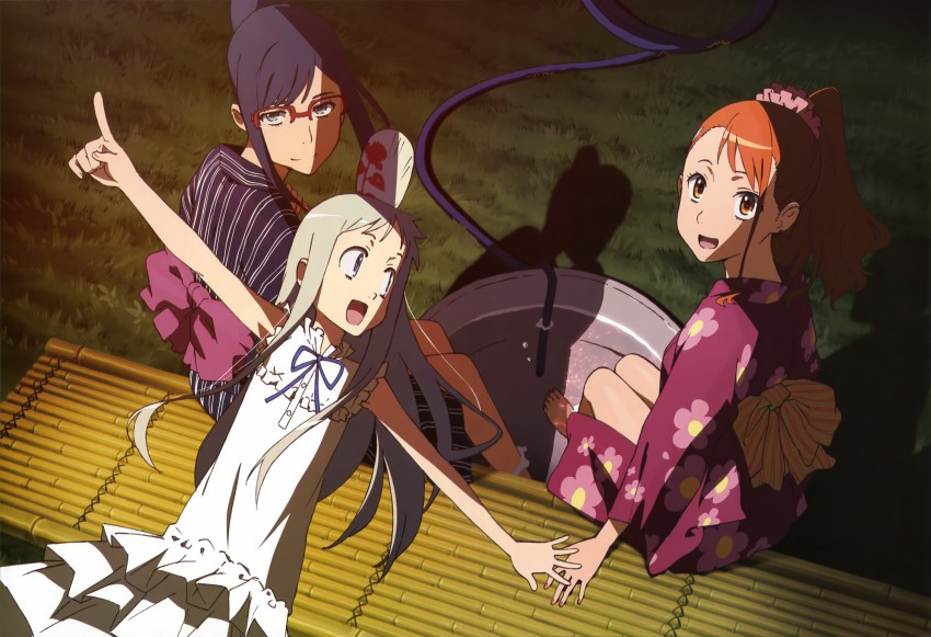 honma meiko, anjou naruko, and tsurumi chiriko (ano hi mita hana no namae wo bokutachi wa mada shiranai. and 1 more)