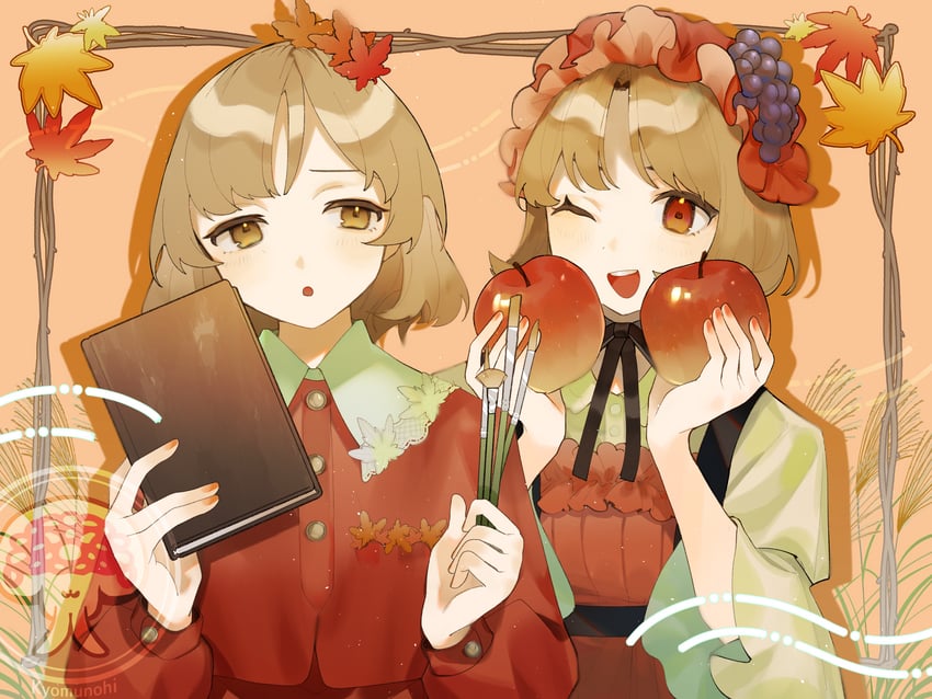 aki minoriko and aki shizuha (touhou) drawn by kyomunohi