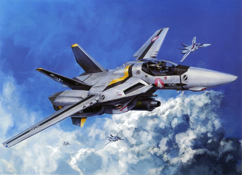 vf-1, vf-1s, vf-1a, and roy focker (macross and 2 more) drawn by tenjin_hidetaka