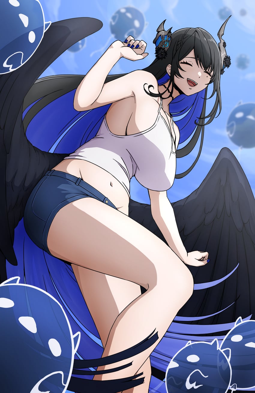 nerissa ravencroft and jailbird (hololive and 1 more) drawn by daydarion