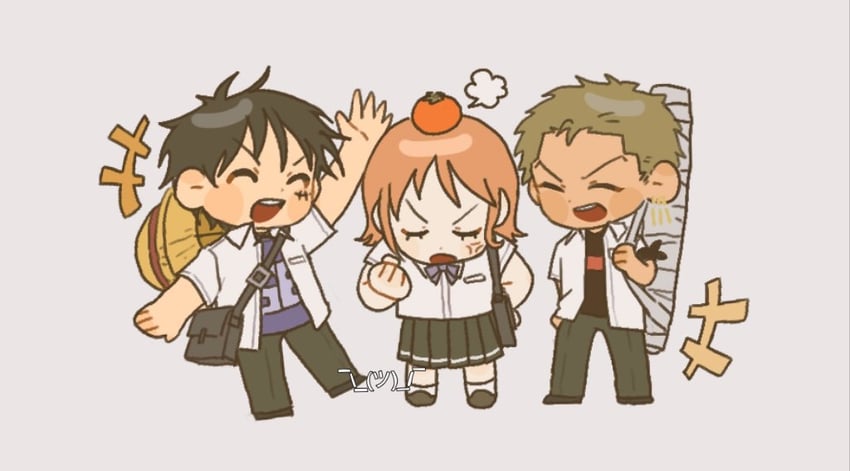 nami, monkey d. luffy, and roronoa zoro (one piece) drawn by only_op2024