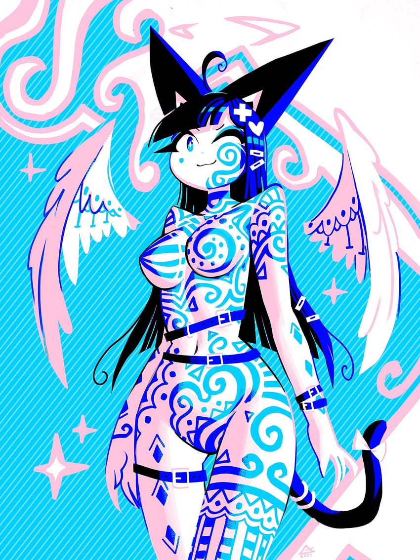 cat girl and pictish witch (original) drawn by andaerz