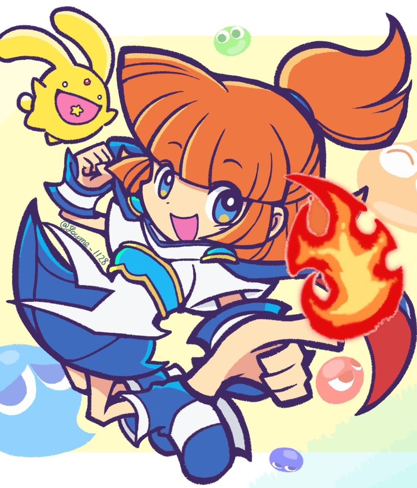 arle nadja, puyo, and carbuncle (puyopuyo and 1 more) drawn by suruga_kanade