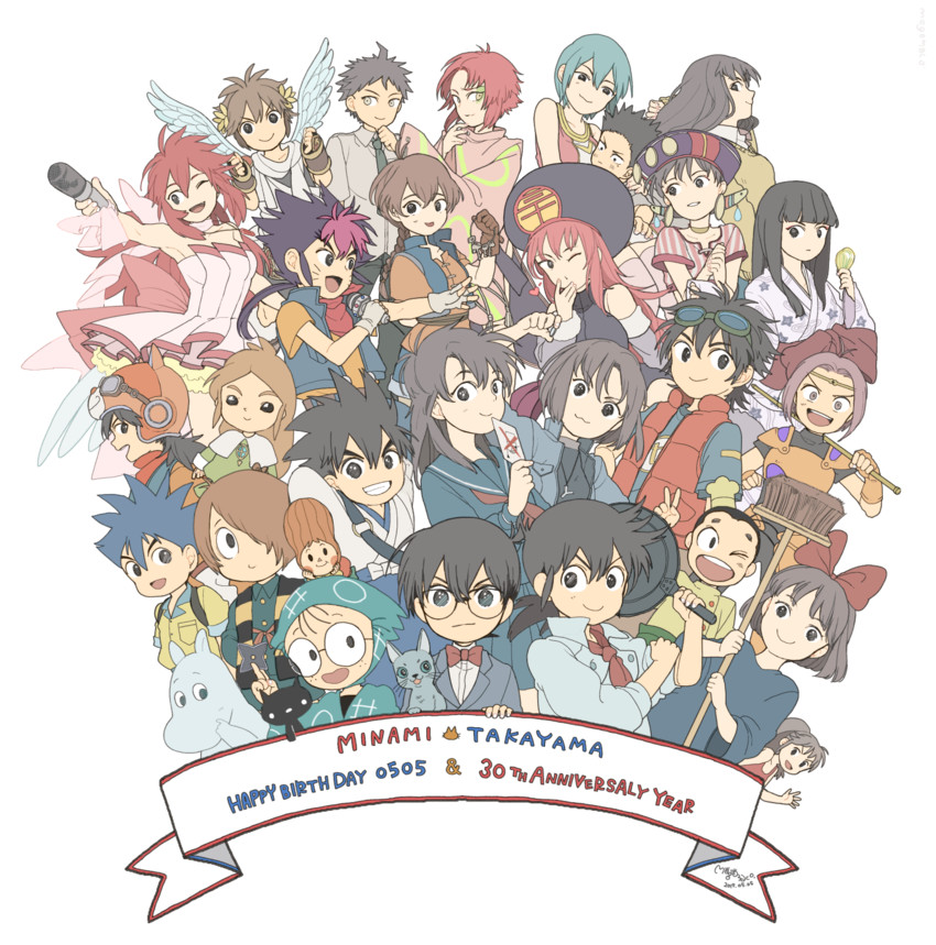 hinata hajime, pit, edogawa conan, kiki, kitarou, and 25 more (danganronpa and 30 more) drawn by mogomaco