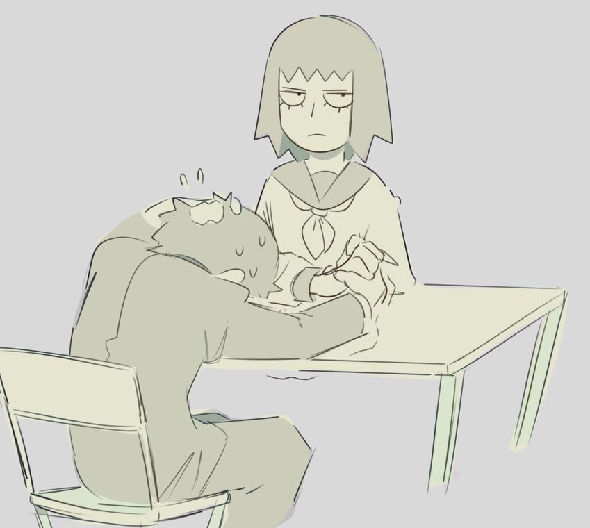 kageyama shigeo and kurata tome (mob psycho 100) drawn by doofazoid