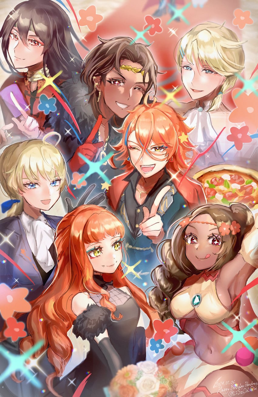 timerra, panette, pandreo, fogado, merrin, and 2 more (fire emblem and 1 more) drawn by youhei_choregi