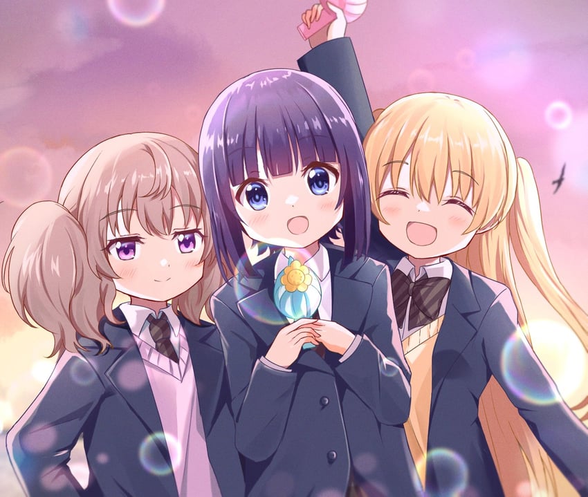 yoshinaga koi, minagi koharu, and minagi hiyori (slow loop) drawn by rikopin