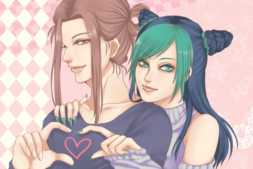 kujo jolyne and narciso anasui (jojo no kimyou na bouken and 1 more) drawn by wriny199443