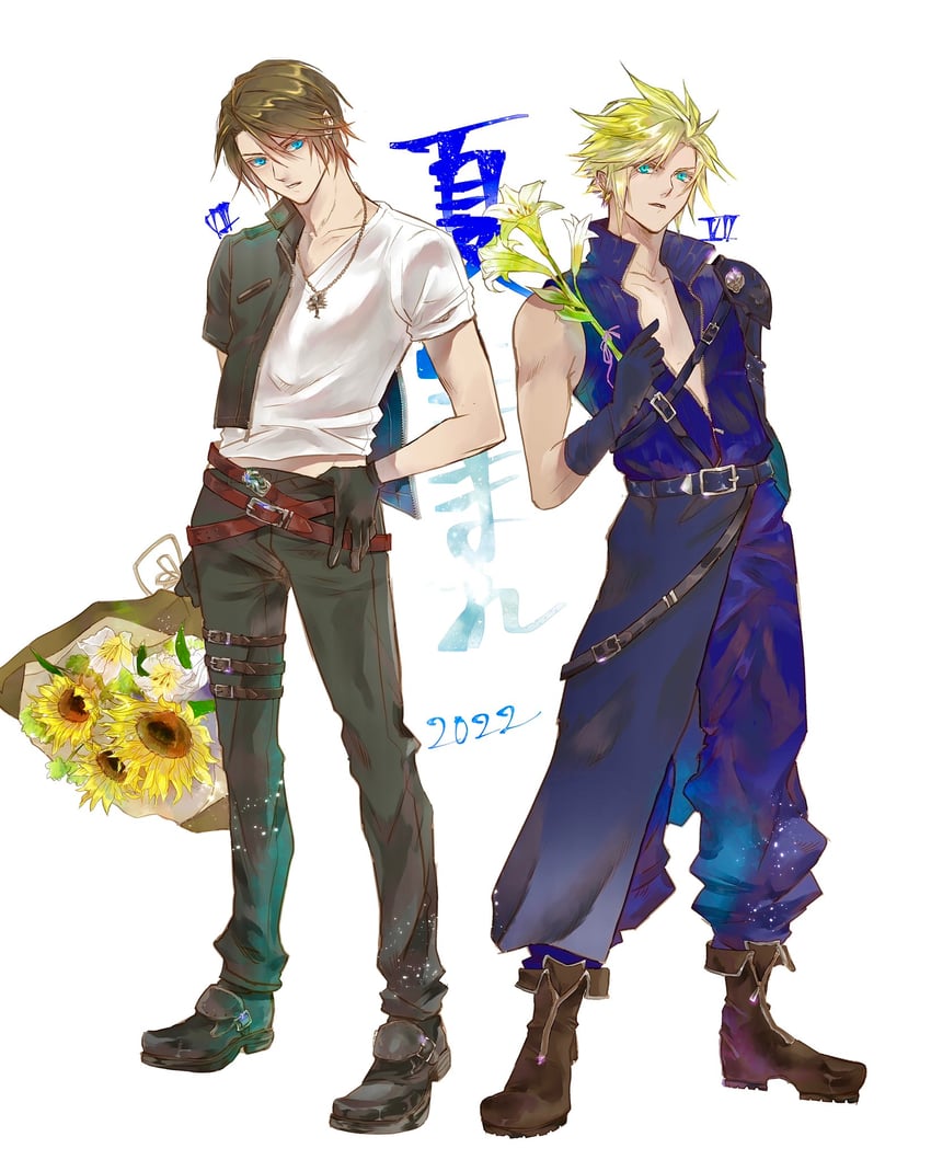 cloud strife and squall leonhart (final fantasy and 3 more) drawn by eni_(yoyogieni)